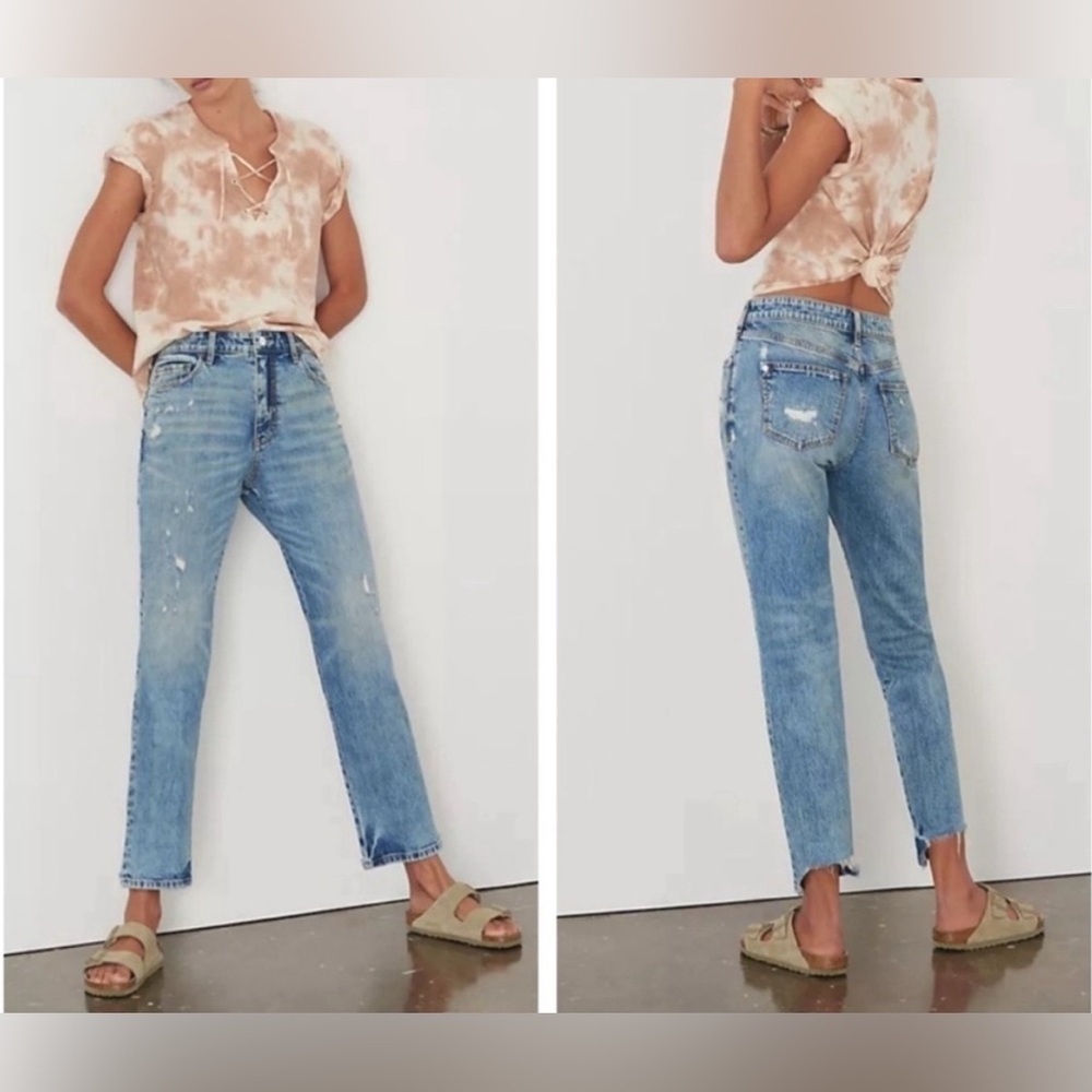 Anthropologie Pilcro Acid Wash Distressed High Waisted Jeans Womens Size 27 - Picture 1 of 13